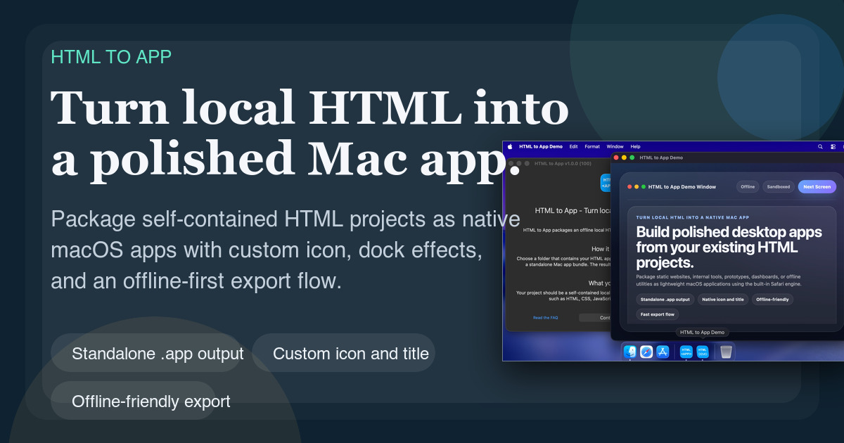 HTML to App | Turn Local HTML Projects into Native macOS Apps